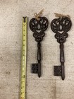 Two Cast Iron Skeleton Key Set Victorian Antique Style Fleur De Lis Scrolls 12 