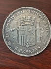 1870 Spain 5 Pesetas Sn-m 90  Silver Crown Coin - Provisional Gov - Grade Vf30