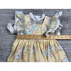 Polly Flinders Dress Girls 12m Yellow Floral Hand Smocked Plaid Eyelet Vintage