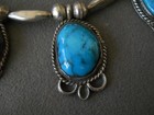 Native American Navajo Domed Rich Blue Turquoise Sterling Silver Bead Necklace