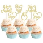 He Asked She Said Yes Cupcake Toppers Gold Glitter Diamond Ring Heart Love Ca   
