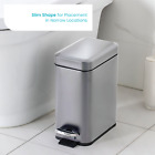 Home Zone Living 1 3 Gallon Bathroom Trash Can With Lid  Stainless Steel  Silver