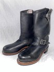 Vtg New Mens 9 Leather Steel Toe Chippewa Black Engineer Motorcycle Buckle Boots