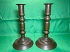 Antique Pair Of 9  Hand Hammered Copper Candlestick Holders Arts And Crafts