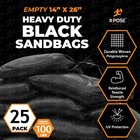Heavy Duty Woven Polypropylene Sand Bags Black - 14  X 26  Bundle Of 25
