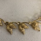 Vintage Monet Necklace Bracelet   Earrings Set - Gold Tone Double Leaf