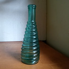 Pretty Teal Blue S p  stickney   Poor  1880s Spiral Ring Beehive Sauce Bottle