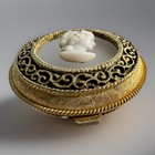 Max Factor Pressed Powder Compact Gold Filigree   Glass Cameo Vintage