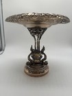 Antique Chinese Export Hung Chong Silver Compote Tazza W  Dragons Decoration