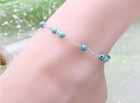 Women s Fashion Jewelry 925 Silver Plated Turquoise Blue Anklet Bracelet 17-2