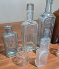 Vtg Antique Lot Of 14 Glass Bottle Embossed Cork Top Hand Dug Apothecary Medical