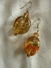 Murano Multicoloured Oval Glass Bead Dangle Drop Hook Earrings Collectors Item 