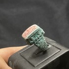 Ancient Roman Style Bronze With Jasper Intaglio Stone Ring With Rare Patina 