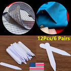12 Pcs Plastic Collar Stiffeners Stays Bones Set For Dress Shirt Collar White Us
