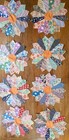 Lot 15 Hand Stitched Dresden Plate Quilt Blocks Feed Flour Sack Colorful 40s 50s