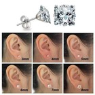 New Surgical 316l Stainless Steel Stud Earrings Cubic Zircon Square Men Women
