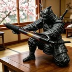 Samurai Warrior Pen Holder 3d Printed Desk Organizer Office Decor Gift Black