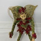Mark Roberts Fairy Elf Red Poinsettia Ornament Whimsical 9  Poseable