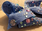 Jojo Siwa Large Blue  denium Look  Rhinestone Bow  Gently Used 