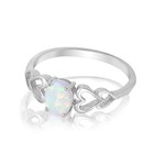 Women Opal Love Heart Cutout Promise Ring 925 Sterling Silver Jewelry Size 6 10
