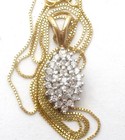 14k Gold  3 Carat Diamond Pendant Necklace 10k 18  Long Chain Vintage Jewelry
