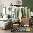 Perchero 52  Con Estantes Y Ganchos  Organizador Ropa Negro