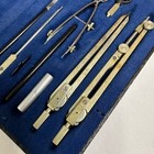 Vintage Architect   s Drafting Set In Leather Case - Ten Piece Set