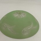 Vintage Embossed Glass Ceiling Green Floral Light Fixture Shade
