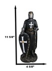 Ebros Black Cloaked Crusader Knight Of The Cross With Sword Shield Statue 11 5 h