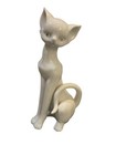 White Cat Figurine Vintage Porcelain Sophisticated Kitty Curved Tail Mcm