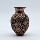 Persian Copper Vase Vintage Hand Engraved Ornate Floral Bird Decor 6