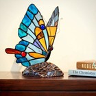 Lamp Butterfly Vintage Glass Table Tiffany Style Light Stained Night Accent Base