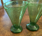 Antique Hand Blown Green Vases  glassses Set Of 4