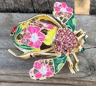Crystal Rhinestone Bee Ladybug Brooch Pin Vintage Insect Daisy Flower Bug Pink
