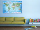 World Map Canvas Print Framed Wall Art Picture Image K-a-0127-b-e