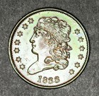 1833 Classic Head Half Cent     Choice Original Toning     Early U s  Copper