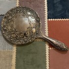 Godinger Vintage Silver Plated 9    Ornate Vanity Hand Held Mirror- Heavy