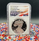 Proof 2017 W  1 Silver Eagle Early Releases Ngc Pf70 Uc Flag Label   pristine  