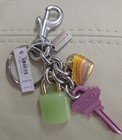 Coach Key Cluster Bag Charm Key Chain Fob Silver pink Multi Green  Nwt