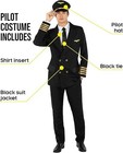Men s Black Airplane Pilot Costume Adult Airline Captain Uniform Suit  M - 3xl