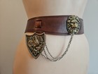 Vintage 1970s Handmade Novelty Calderon Metal Lion And Rooster Statement Belt