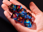 Sharp Edges Dnd Dice Blue Red Polyhedral Liquid Core Resin Handmade Rpg Dice Set