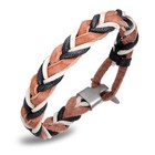Genuine Cow Leather Bracelet Brown White Black Unisex Hook Clasp G319