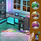 59  Reversible L Shaped Desk With Drawer Led Corner Computer Desk W power Outlet