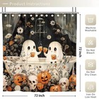 Halloween Shower Curtain Set  Ghost Evil Pumpkin Spooky Shower Curtain  Cute