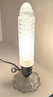Antique Art Deco Pressed Glass Tower Desk Lamp Hobnail Cylinder Shade Mcm