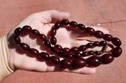 45 Gram Dark Cherry Amber Bakelite Faturan Carved Carving 23 Mm Bead Necklace
