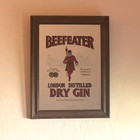 Vintage Beefeater Gin Framed Pub Mirror London Distilled Dry Gin Bar Sign 14x11