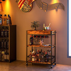 Bar Cart Serving Wine 3 Tier Home Rolling Rack With Wheels Mobile Kitchen Indust