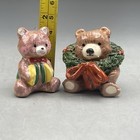 Vintage Handmade Miniature Bear Figurines Lot Of 2 Christmas Teddy Bear Signed